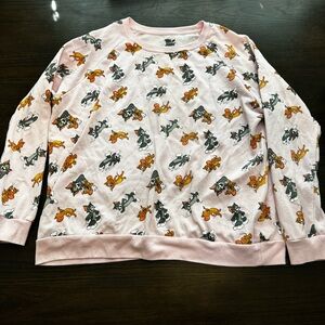 Tom and Jerry Pink All Over Print Long Sleeve Shirt Size 3XL (21) Cartoon